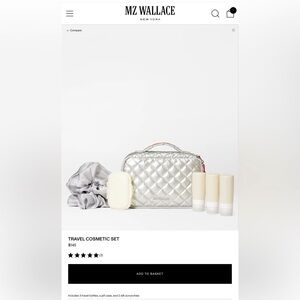 NWT MZ Wallace Matte Silver Wellness/Travel Cosmetic Set